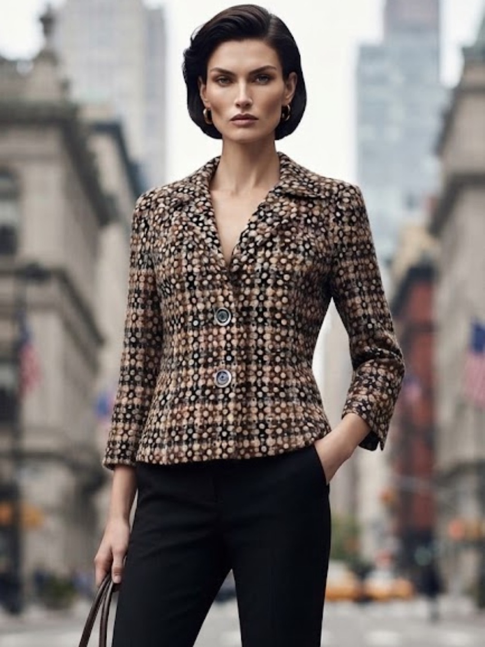 Sigrid Olsen wool woven pattern blazer
